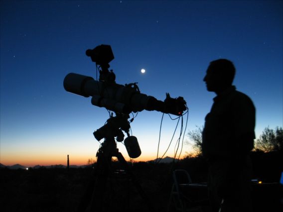 Preparing to start imaging as the sun sets